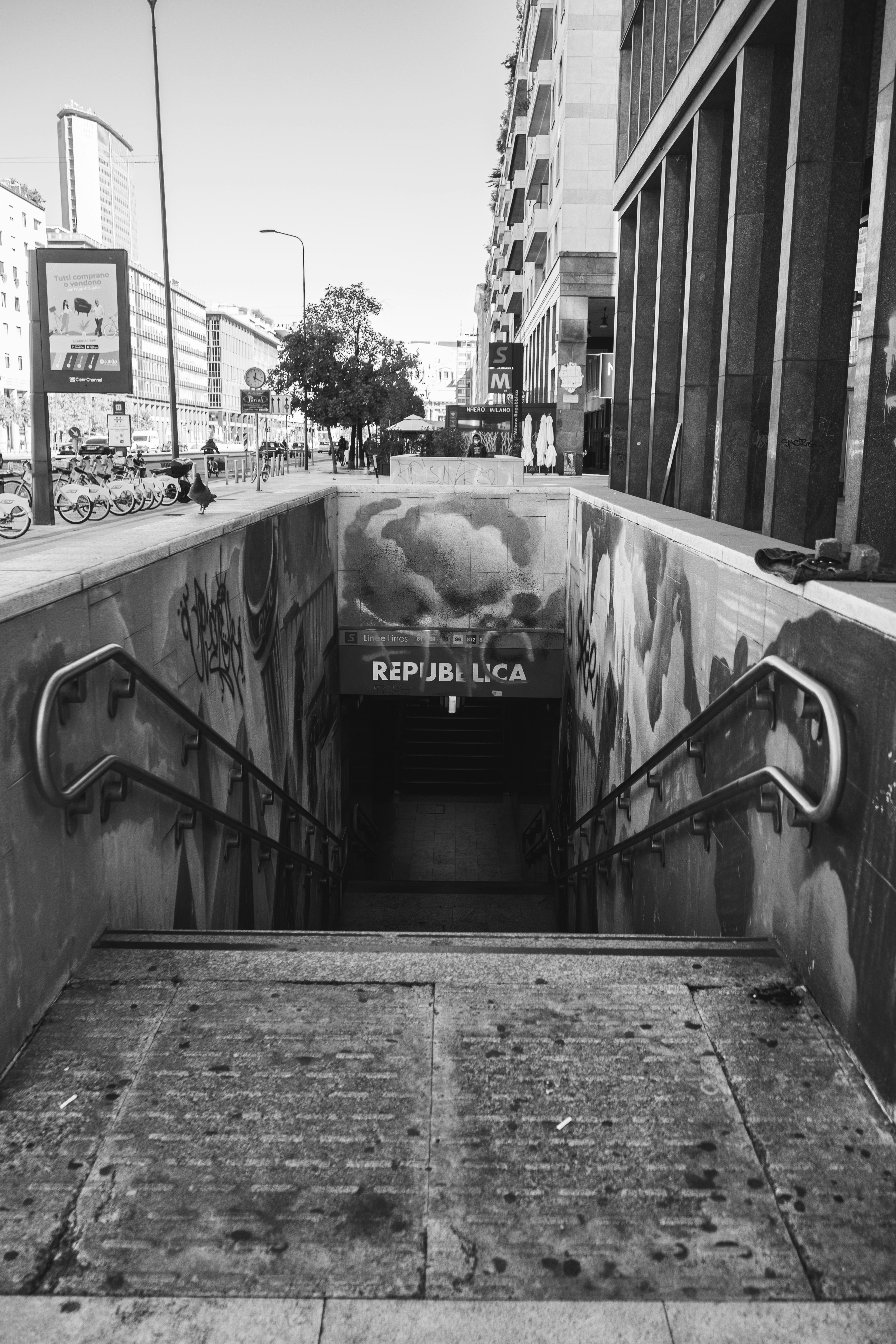 grayscale photo of concrete building